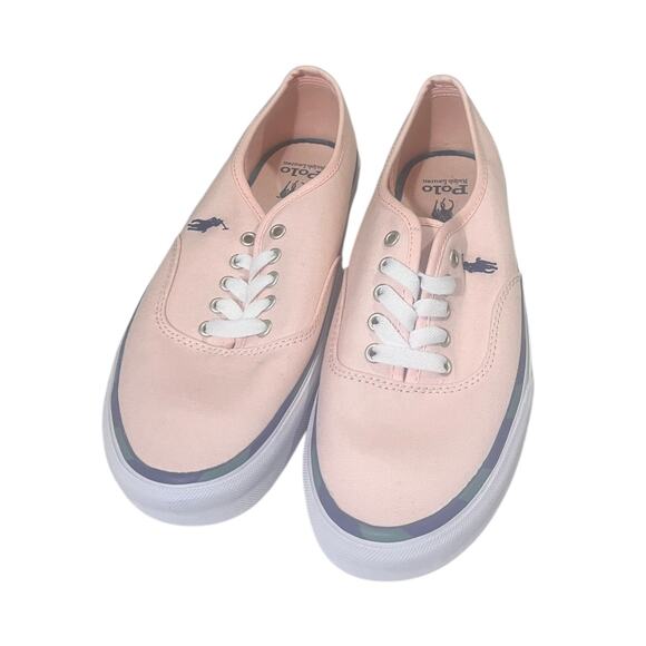 Ralph Lauren Pink Men’s Keaton Canvas Leather Trim Sneakers NWB